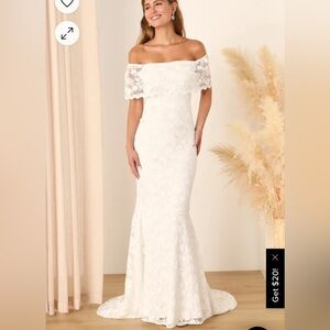 White Lace Off-the-Shoulder Maxi Dress